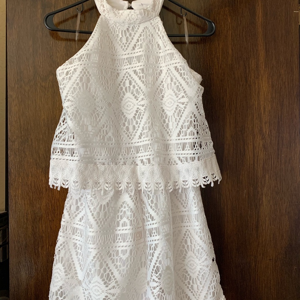 White Lace Short Romper Sz Medium